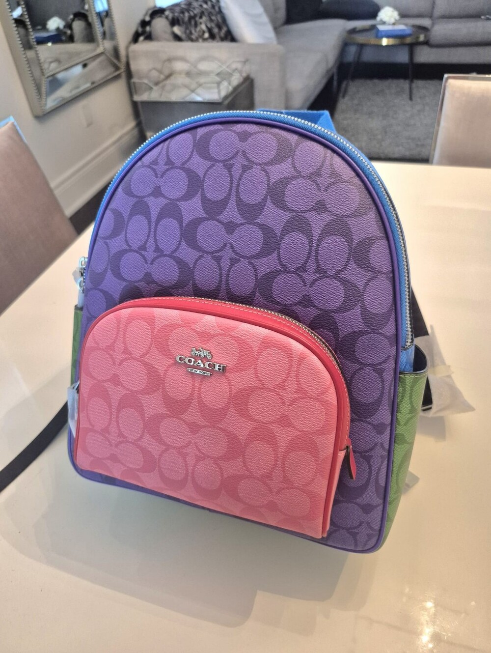 Coach Colorblock Signature Mini Backpack in Pink, Purple, Blue, Green - New - Picture 5 of 6